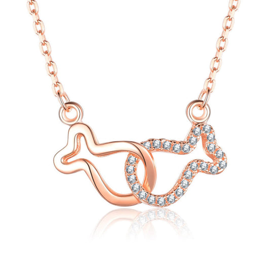 interlocking fish necklace silver