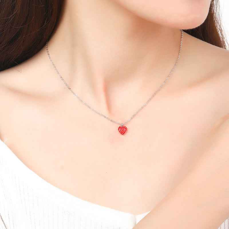 Sparkling Red Crystal Heart Pendant Necklace