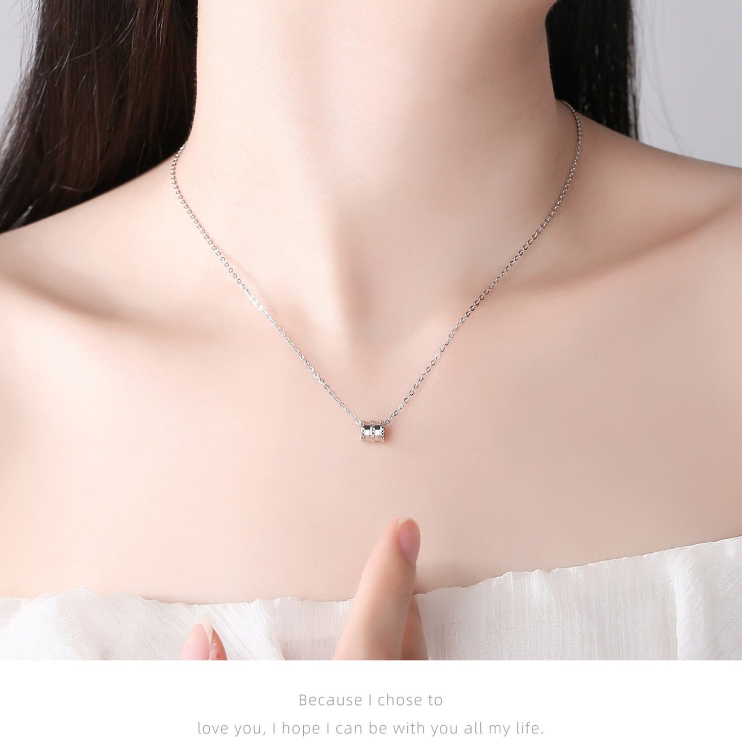 silver lucky roller pendant necklace