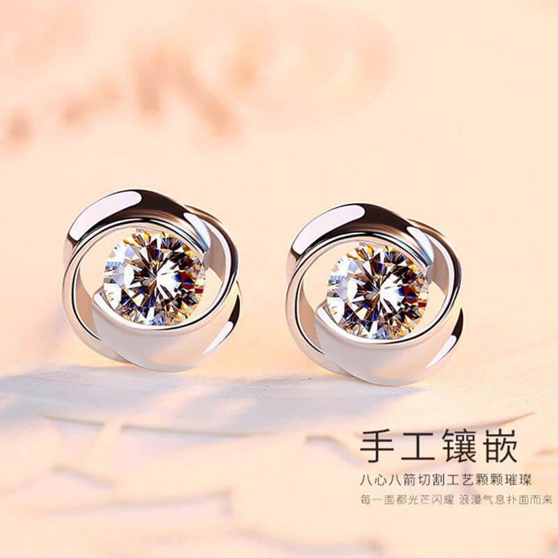 zircon earring stud silver