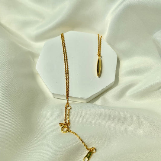 Elongated Gold Drop Necklace

