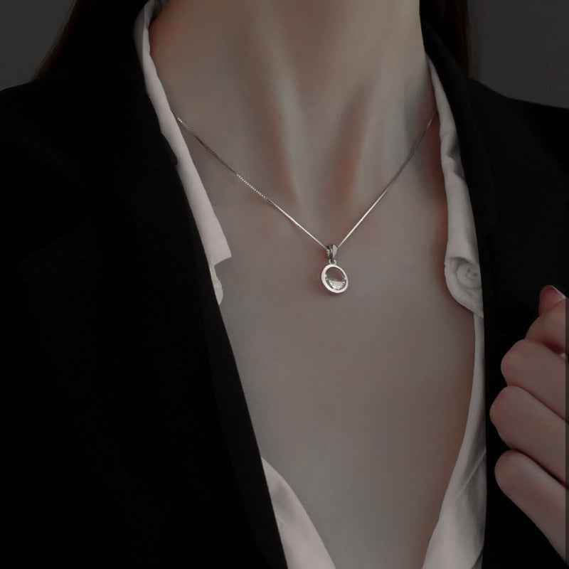 Silver Zirconia Half Circle Female Necklace