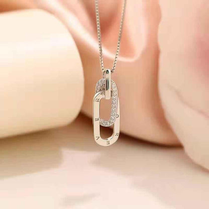 S925 Sterling Silver Interlocking Oval Pendant Necklace - JIMMY JEWELRY 01
