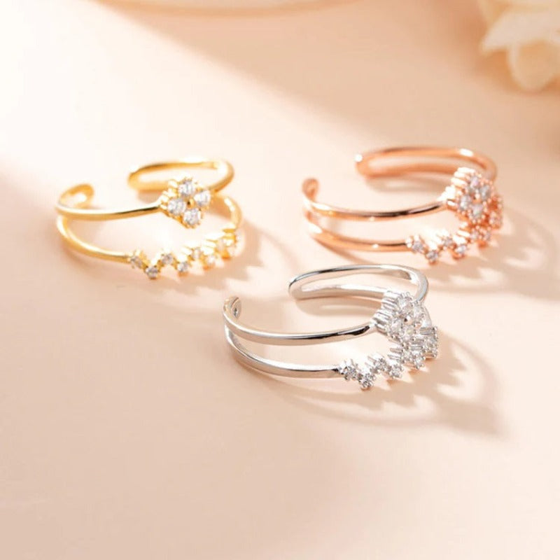 Quatrefoil and Wave Open Ring

