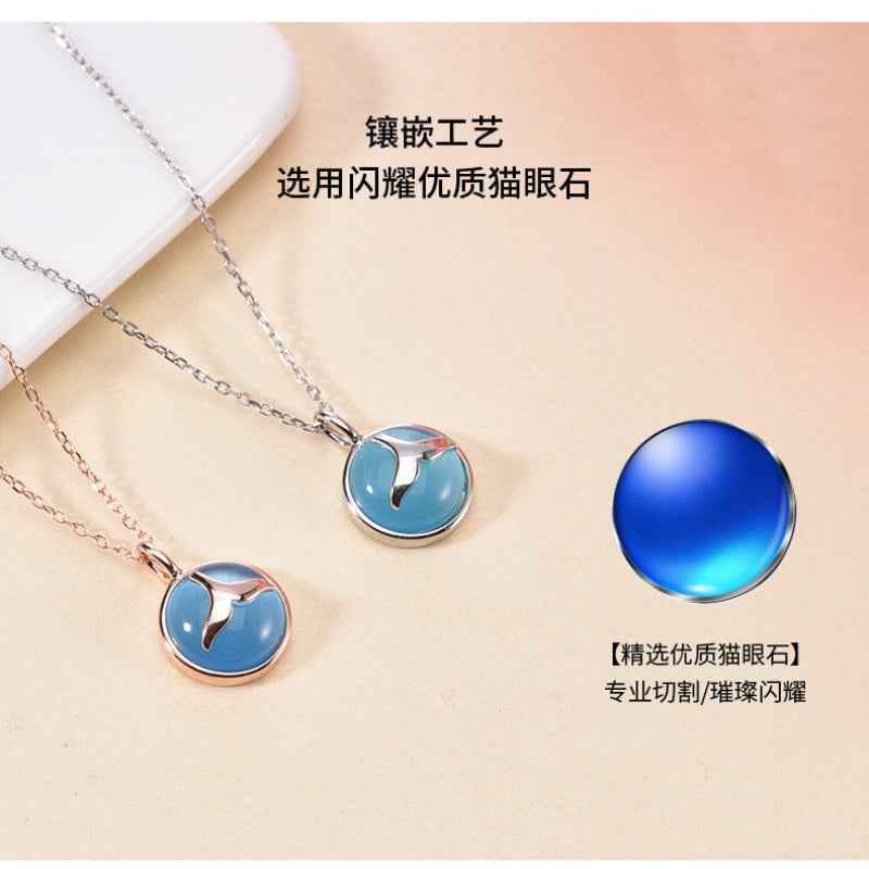 crystal with silver tail necklace