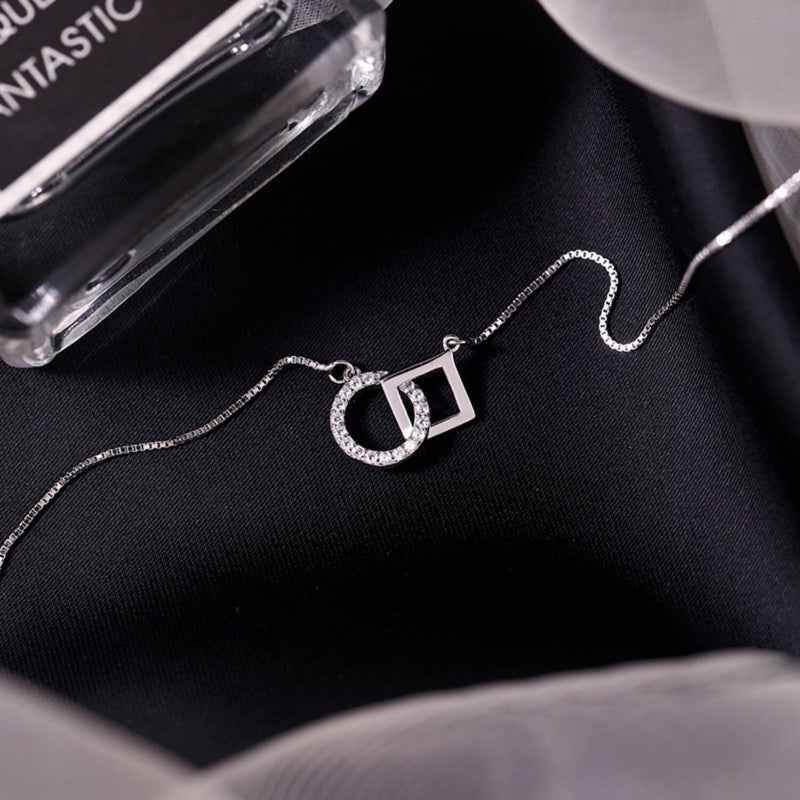 s925 sterling silver Interlocking Circle Pendant Necklace