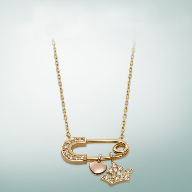 diamond safety pin necklace uk