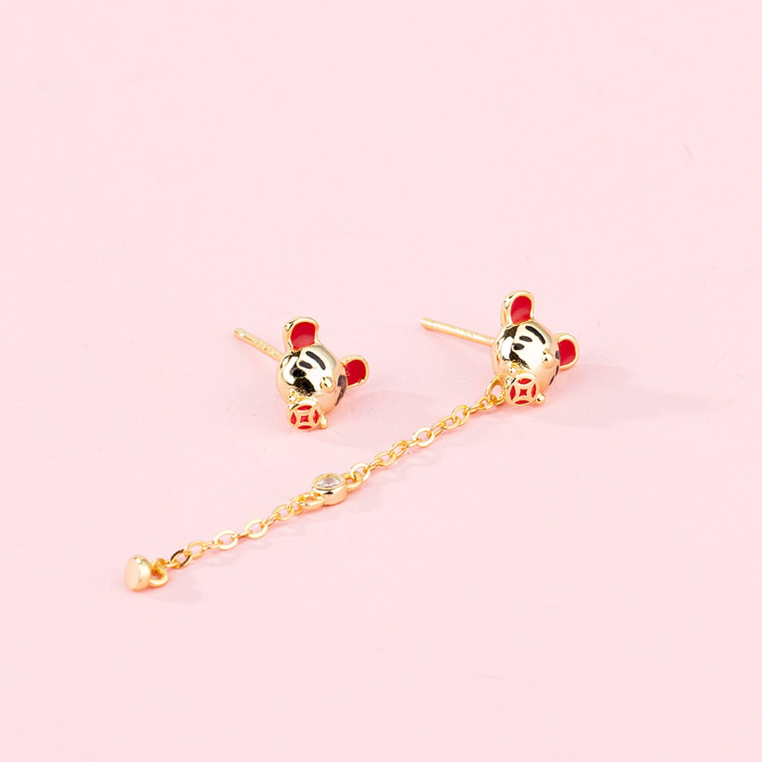 lucky mouse earrings Gold color