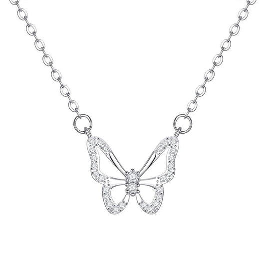 silver butterfly necklace choker
