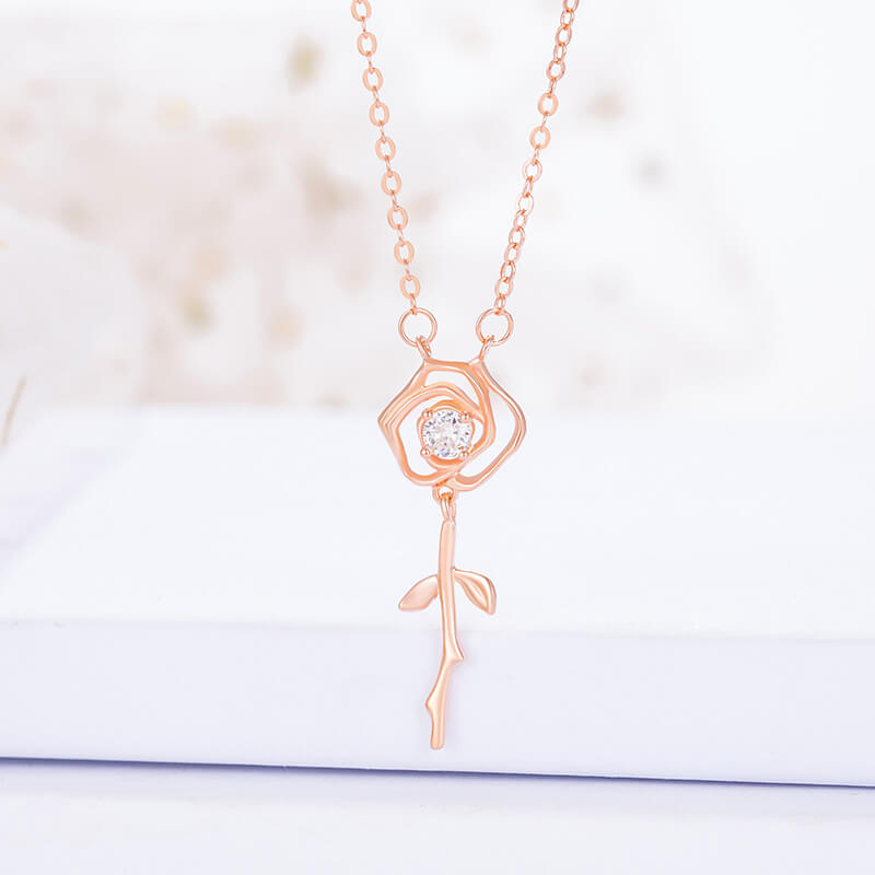 rose necklace silver
