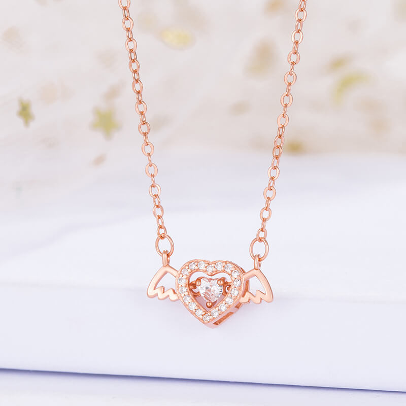 love angel wing necklace diamond