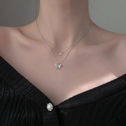 butterfly charm layered necklace