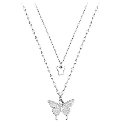 double layer butterly necklace