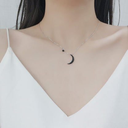 moon and star  necklace sterling silver