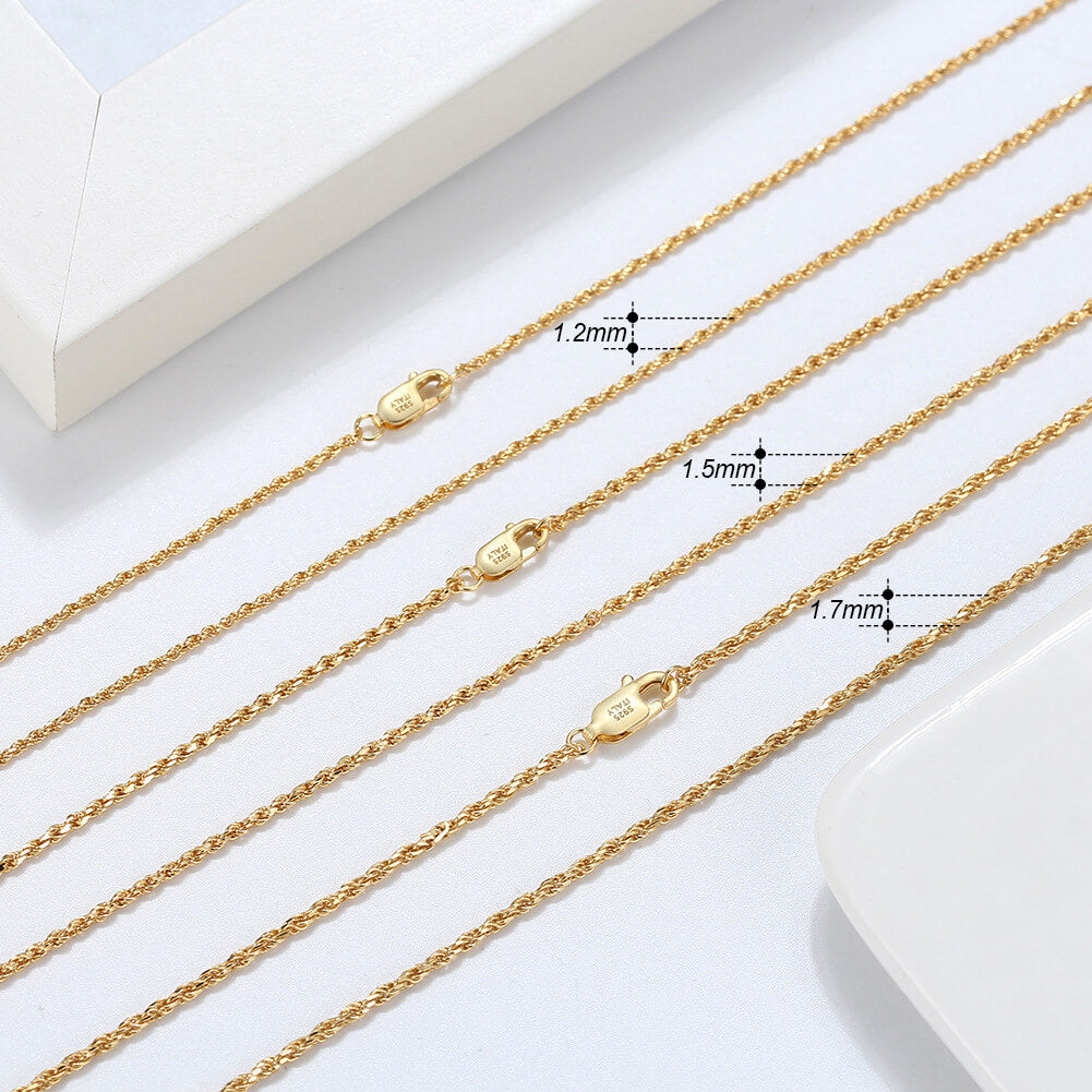gold plated silver chain gold rope chain for women