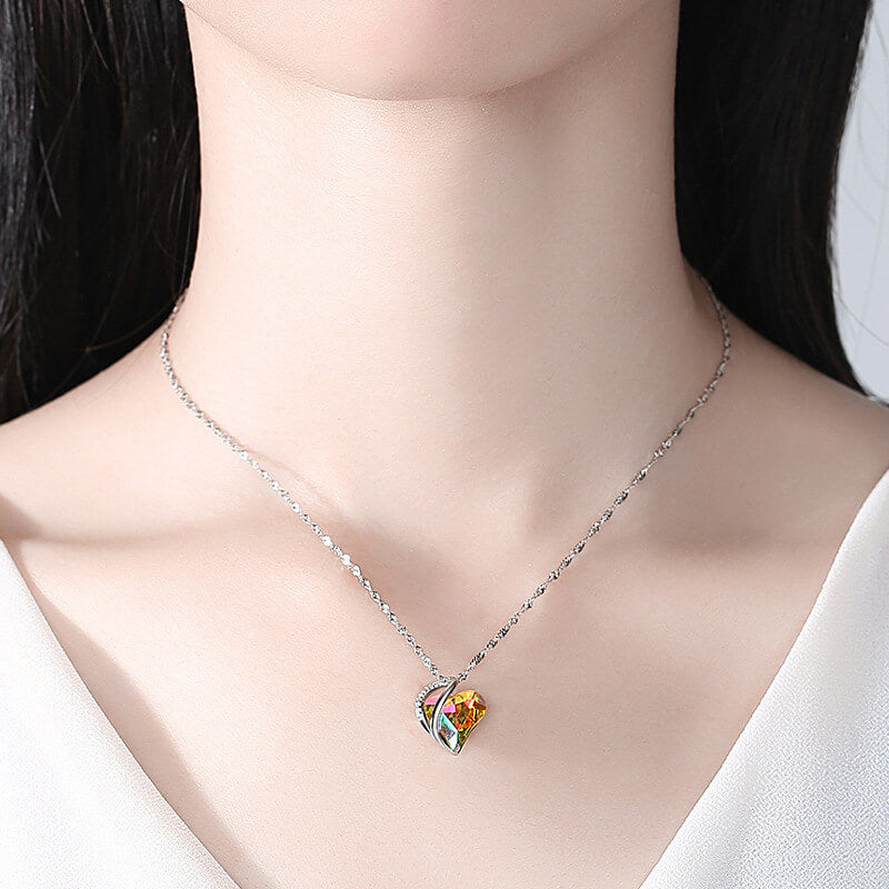 18k crystal love heart necklace jewelry for women