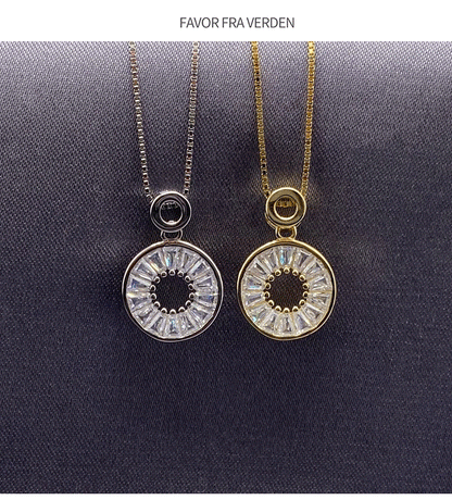 white and gold color diamond circle pendant