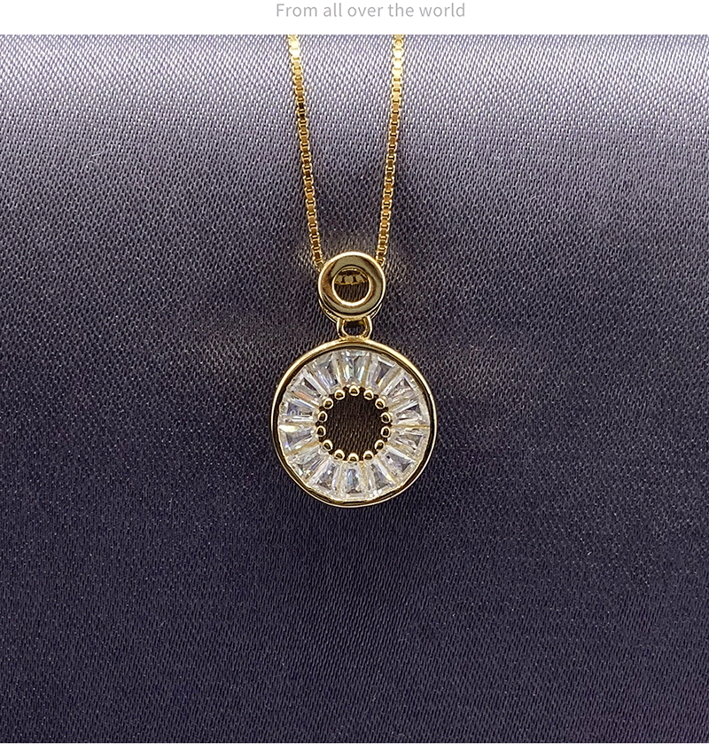 gold diamond circle necklace