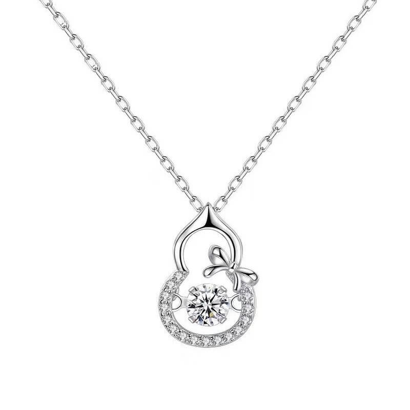 diamond gourd necklace silver