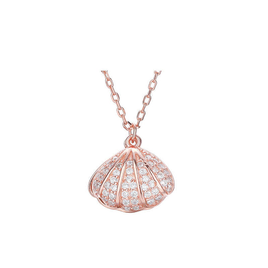 Shell Shaped Design With A Pearl Inside It Necklace Chain For Women And Girls