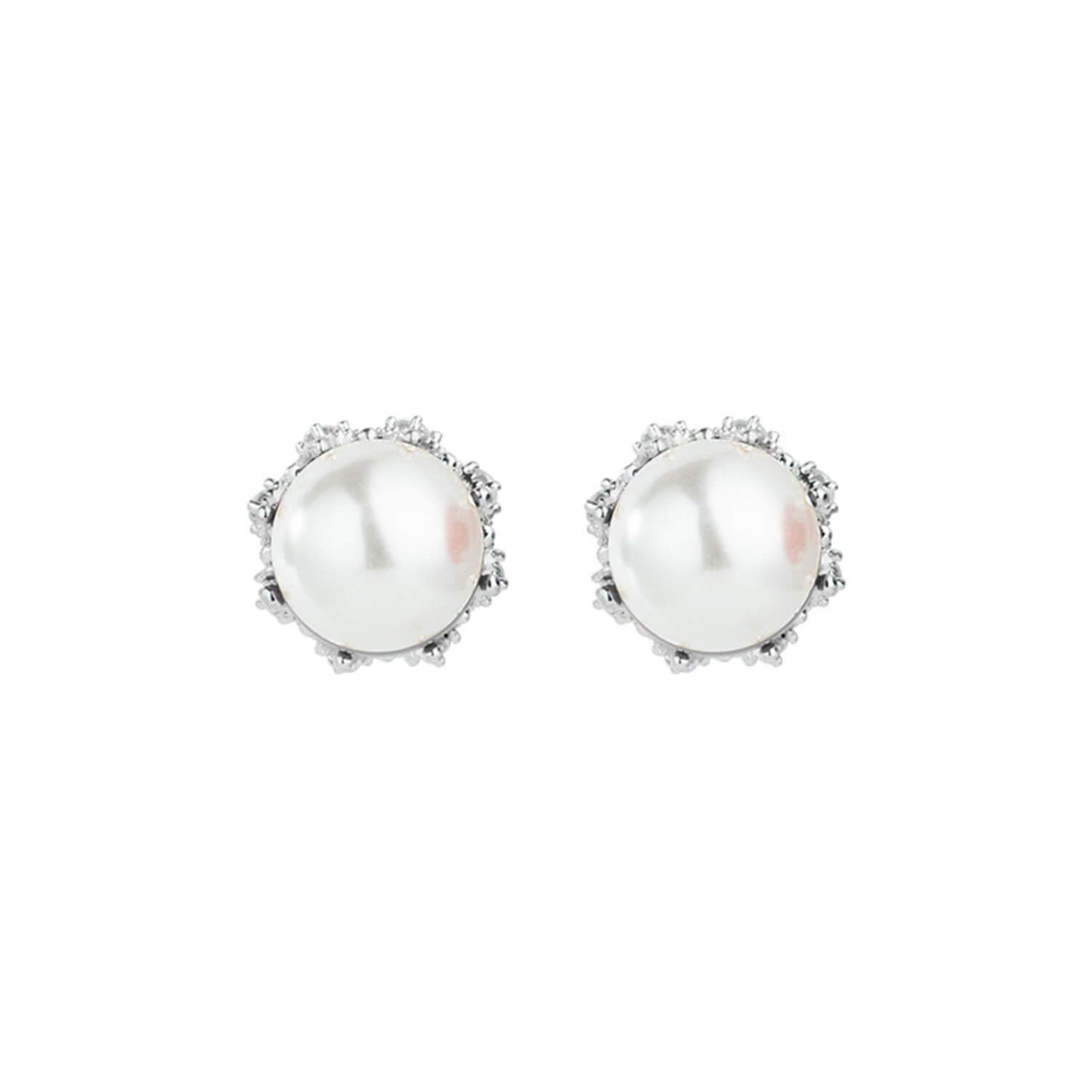 sterling silver double pearl stud earrings