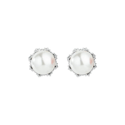 sterling silver double pearl stud earrings