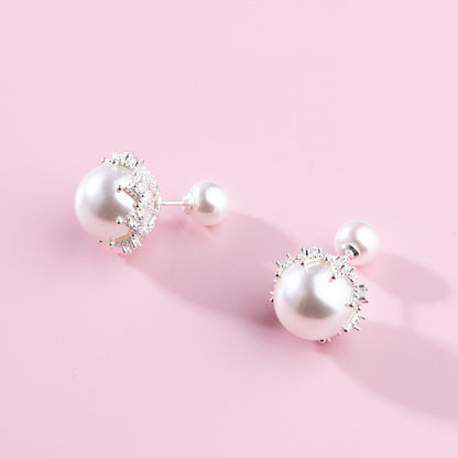 double pearl earrings