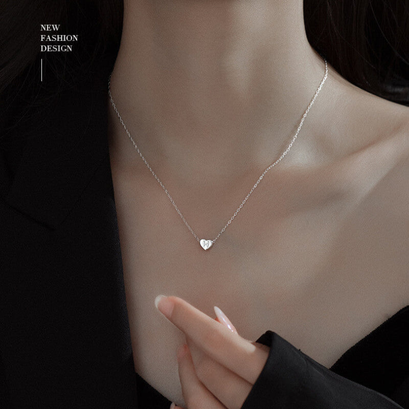 initial heart necklace silver