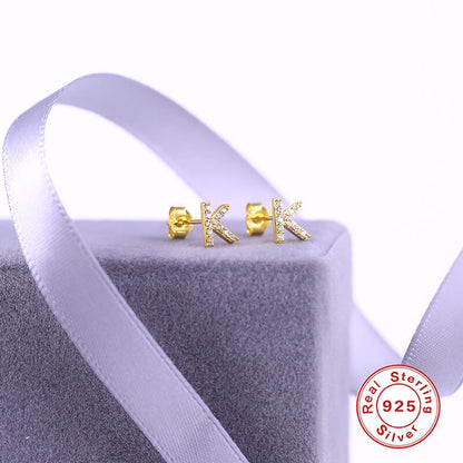925 Sterling Silver Alphabet Initial Earring ?C JIMMY JEWELLRY