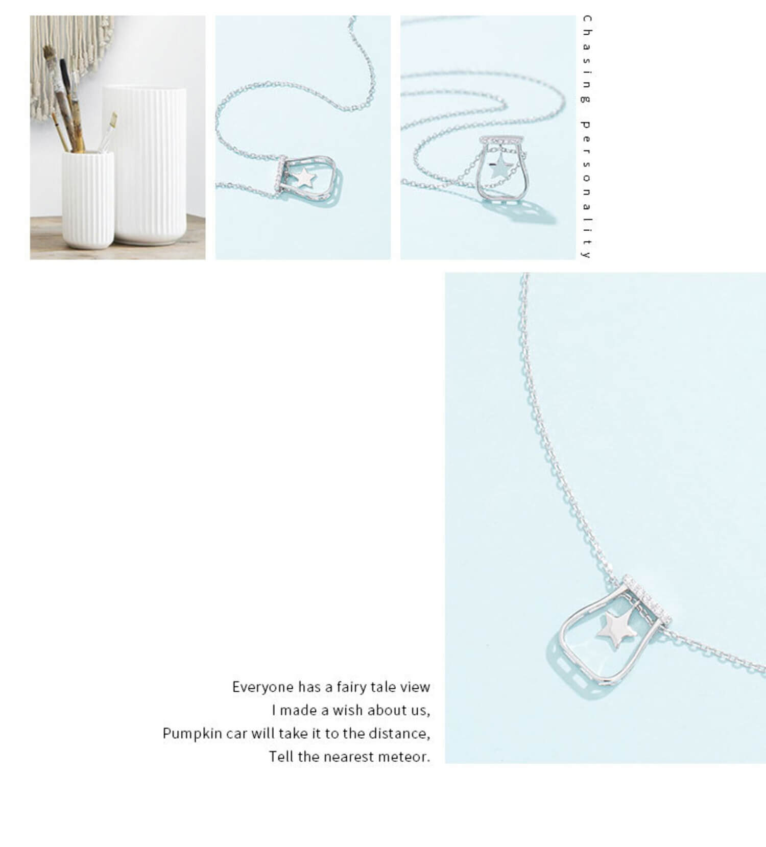drifting bottle necklace silver