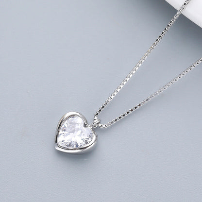 silver diamond heart necklace