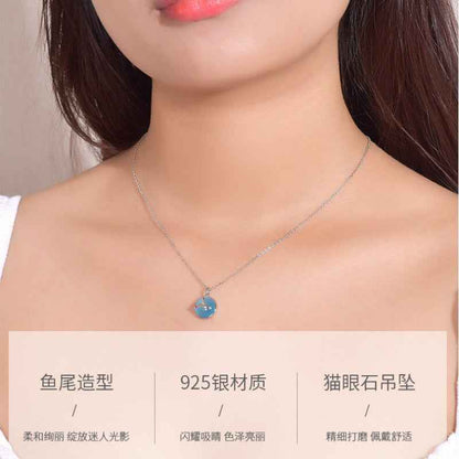 crystal with silver tail necklace