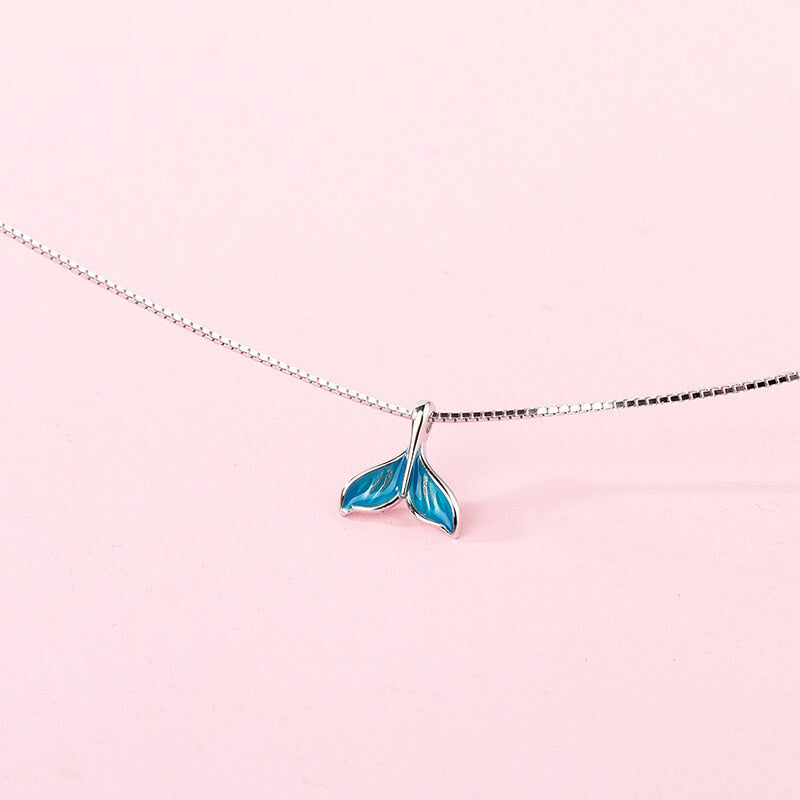 Enchanting Silver Blue Tail Necklace
