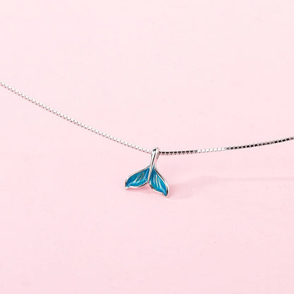 Enchanting Silver Blue Tail Necklace
