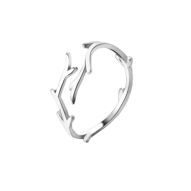 S925 Sterling Silver Christmas Antlers Ring