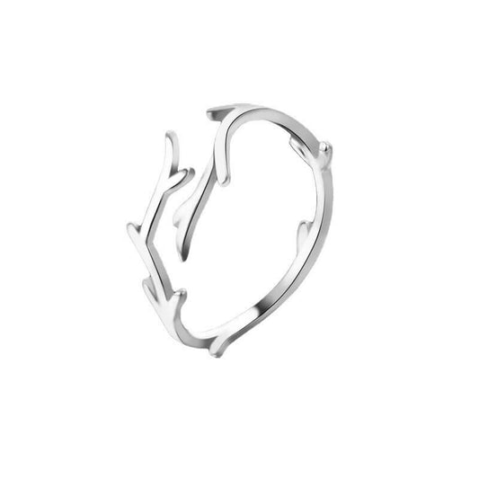 S925 Sterling Silver Christmas Antlers Ring