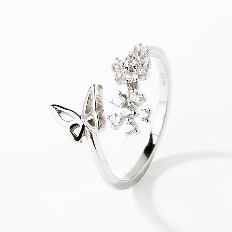 Whimsical Butterfly and Leaf Ring
