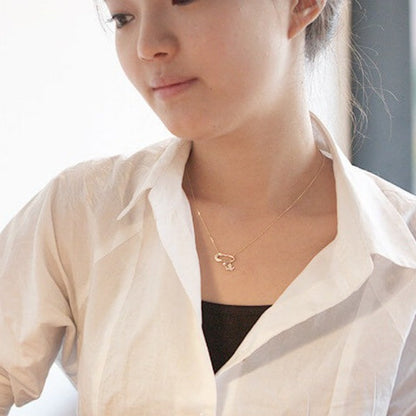 diamond safety pin pendant silver