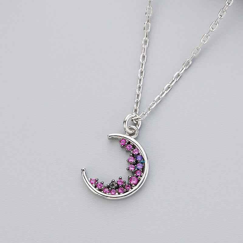 colorful diamond moon necklace