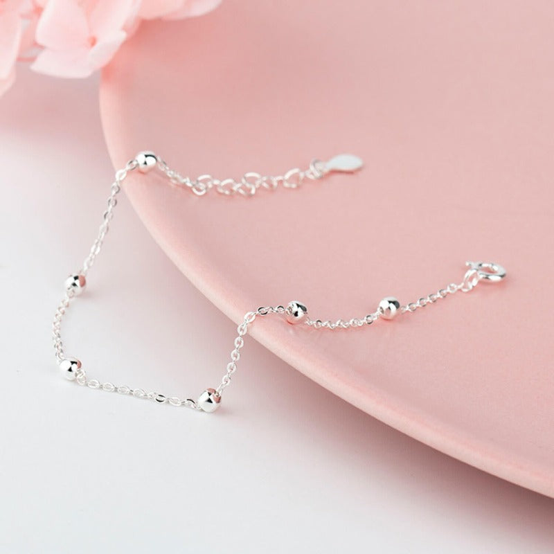 Sterling Silver Round Beads Bracelet