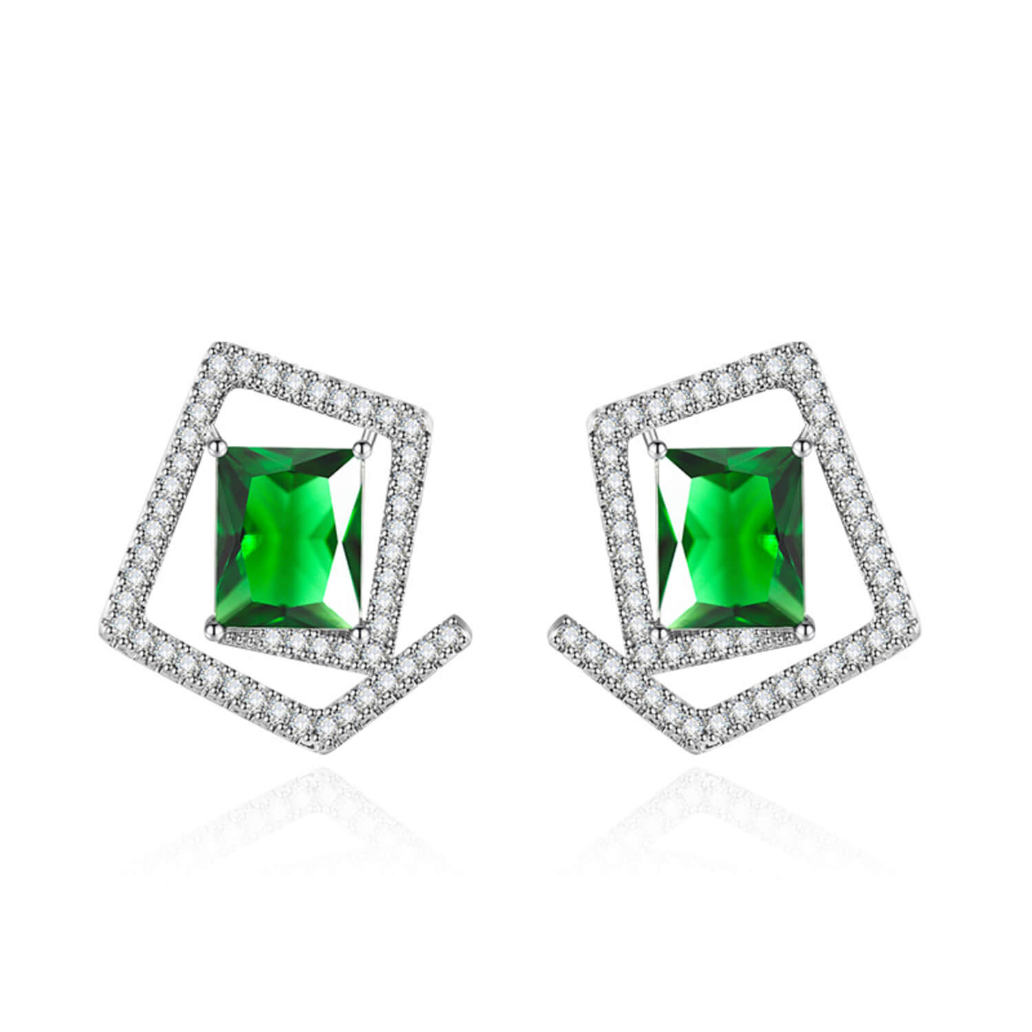 colorful diamond earring green for women