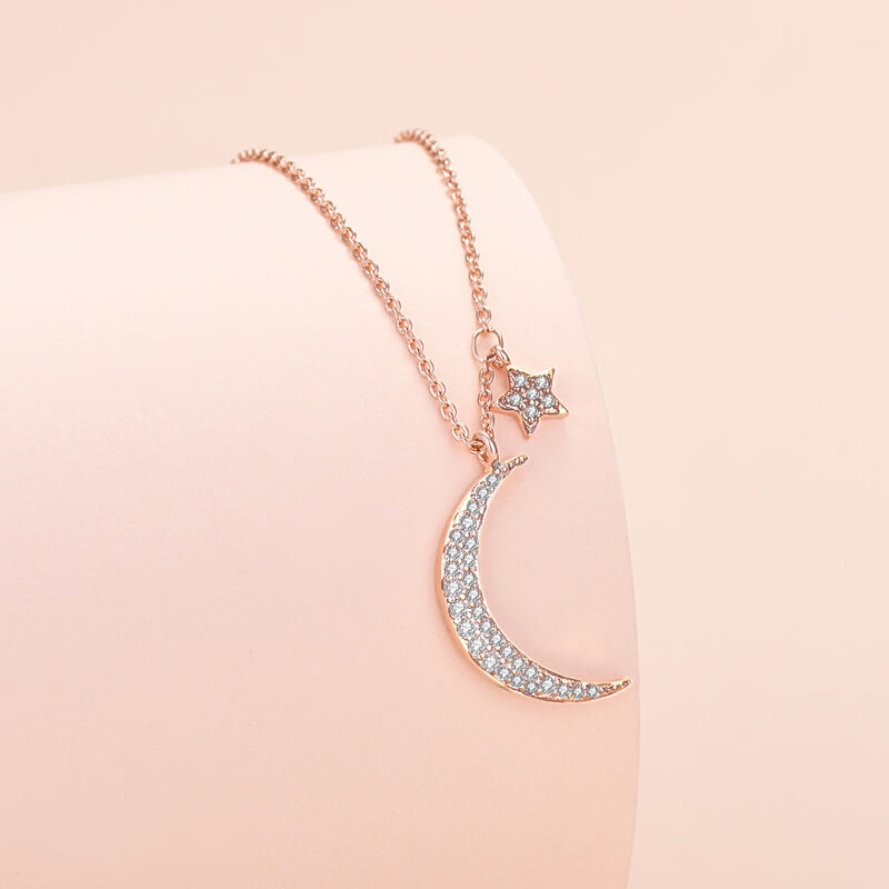 moon and star pendant silver