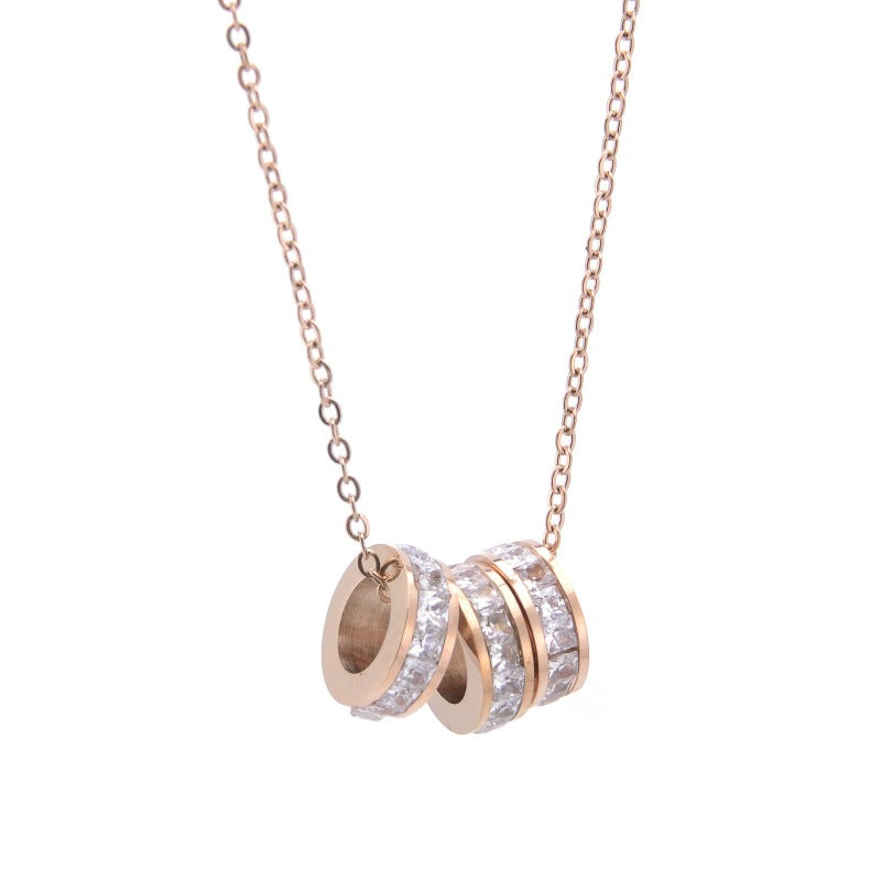 diamond interlocking circle necklace gold