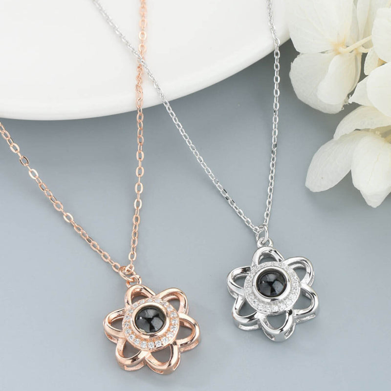 Crystal Petal and Projection Stone Necklace

