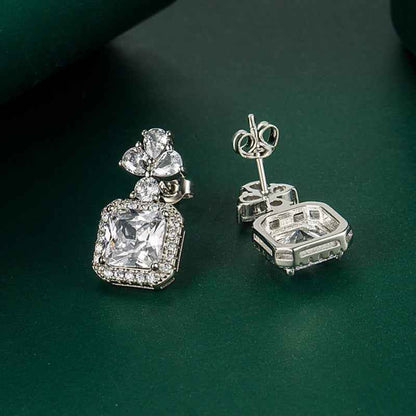 925 Sterling Silver Yellow Cushion-Cut Earrings for Women