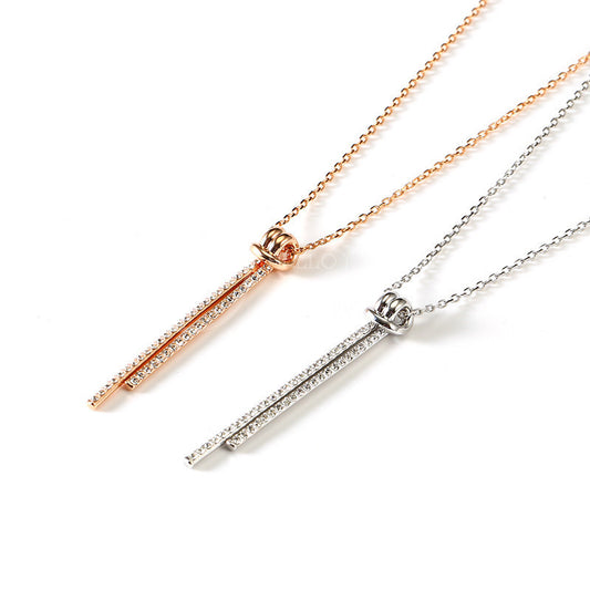 mini diamond vertical bar necklace