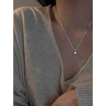 silver Solitaire Cubic Zirconia Pendant Necklace