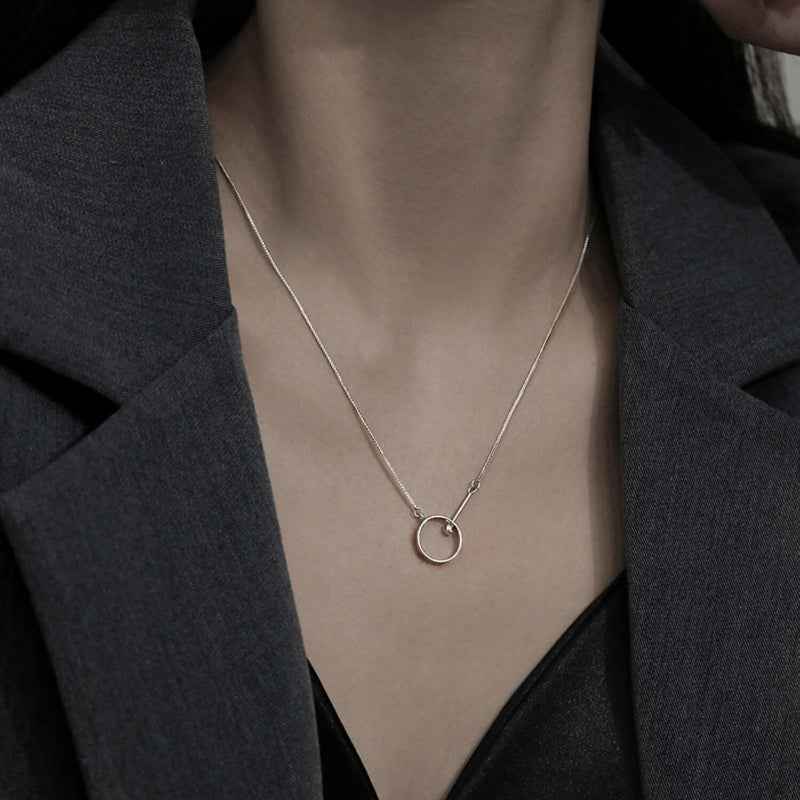 925 sterling silver Minimalist Silver Circle Pendant Necklace