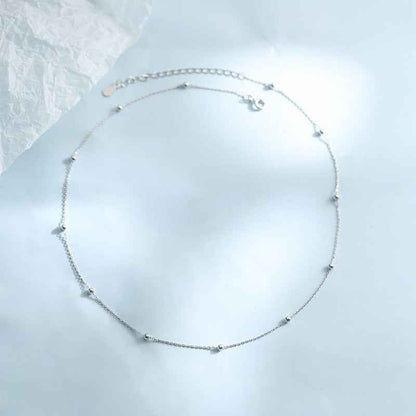 s925 sterling silver Minimalist Silver Bead Necklace