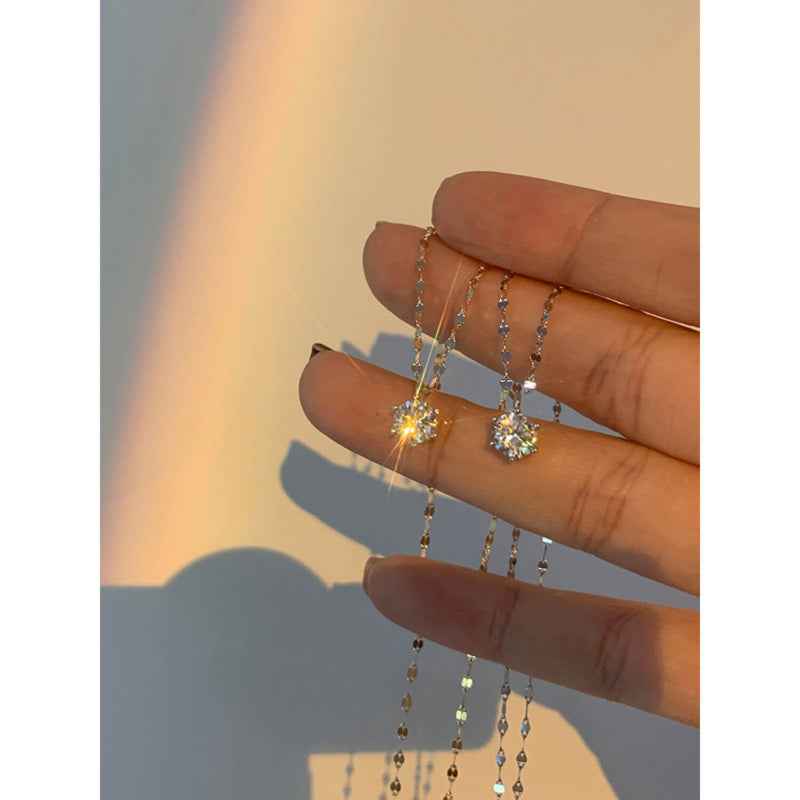 silver Solitaire Cubic Zirconia Pendant Necklace